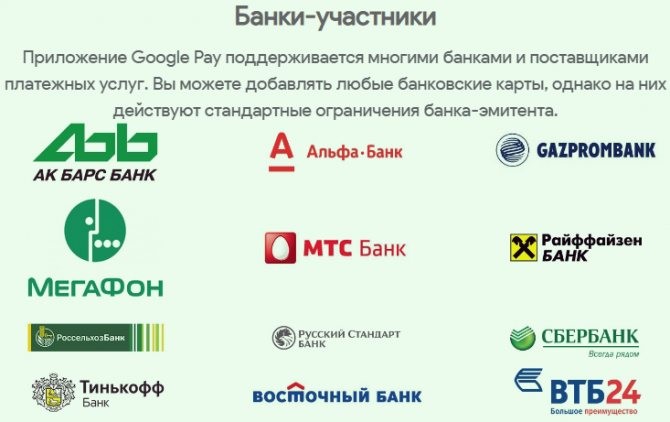 банки партнеры гугл пэй