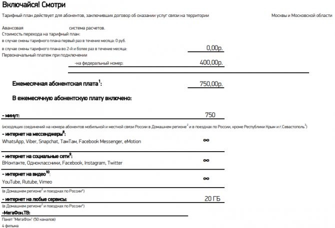 Актуальные тарифы Мегафон в Москве и Московской области на 2020 год