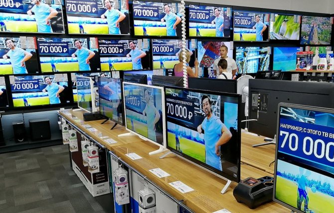 Выбор телевизоров в магазине